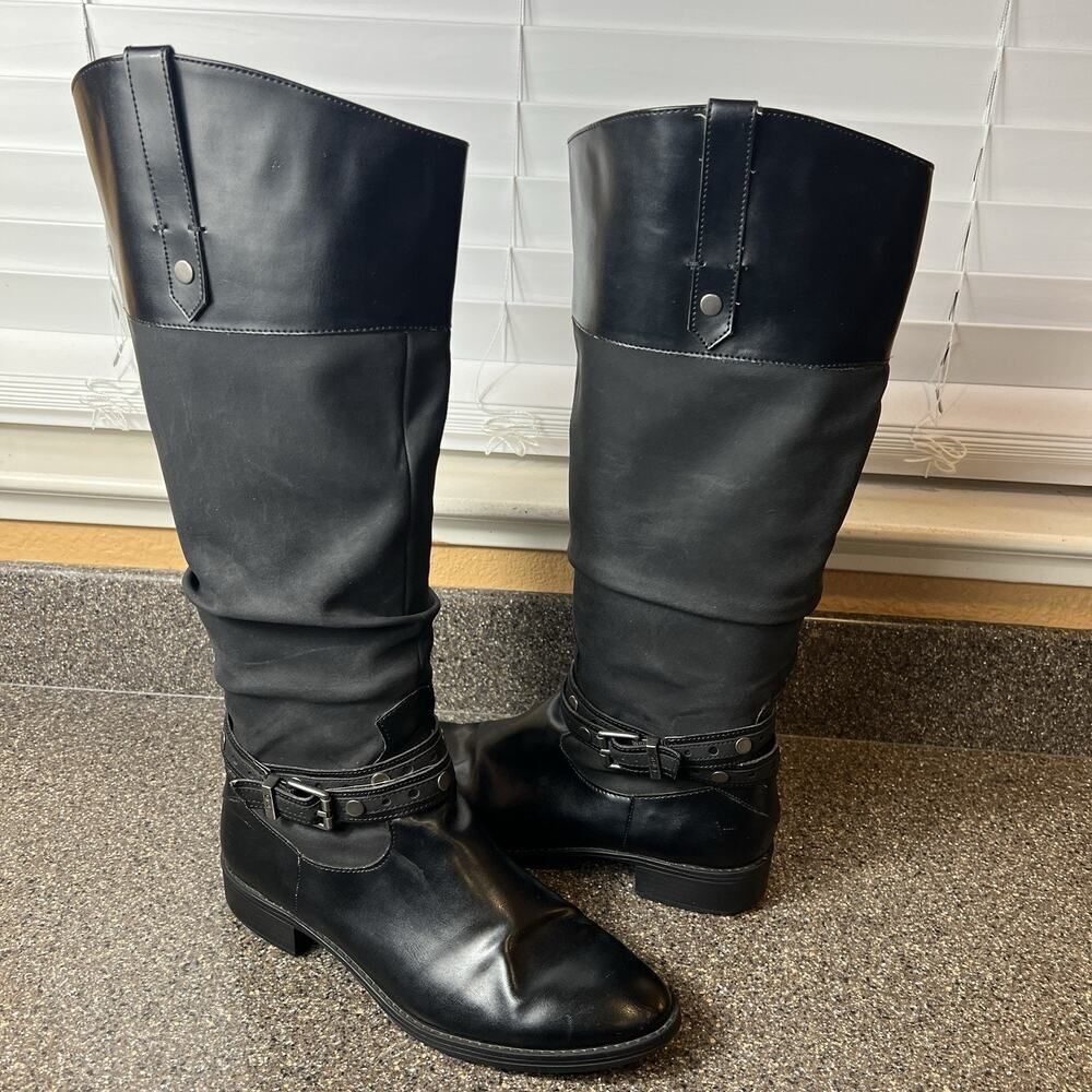 Circus Sam Edelman Knee High Boots Womens Sz 9.5M Comfort Casual Black Synthetic